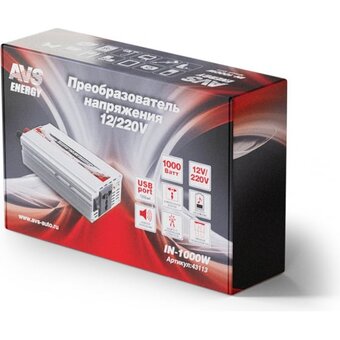  Автомобильный инвертор AVS IN-1000W 12/220V 