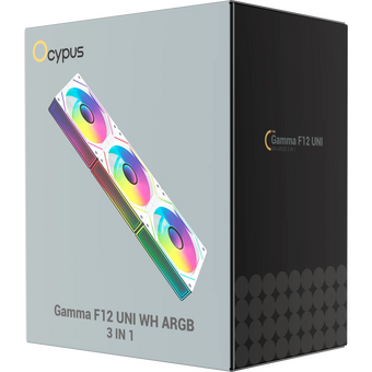  Вентилятор Ocypus Gamma F12 UNI WH ARGB 3 in 1, 3x120x120x25mm, 4-Pin PWM, 800-1800 RPM, 31 DBA Max, Hydro Bearing 