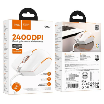  Мышь игровая HOCO GM37 Wonderful gaming luminous wired mouse белый 