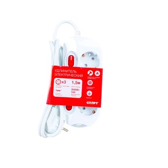  Сетевой удлинитель СТАРТ 4680024810425 C/У S 3х1-ZDIV с заземлением и защитой от детей сечение провода 3х1мм2, длина провода 1,5м 