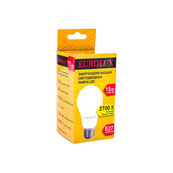  Лампа Eurolux LL-E-A60-15W-230-2,7K-E27 