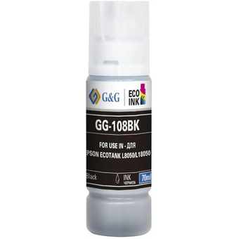  Чернила G&G GG-108BK C13T09C14A черный70мл для Epson Ecotank L8050/L18050 