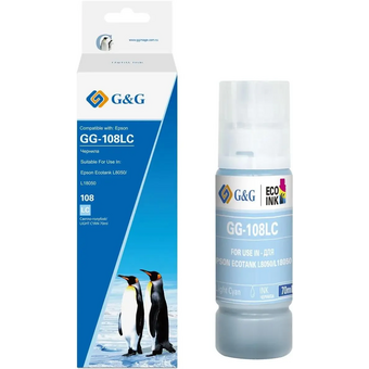  Чернила G&G GG-108LC C13T09C54A светло-голубой70мл для Epson Ecotank L8050/L18050 