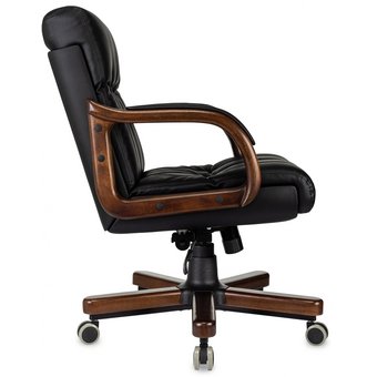  Кресло руководителя Бюрократ T-9932W-LOW-Eco черный экокожа низк.спин. крестов. металл/дерево 