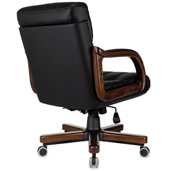  Кресло руководителя Бюрократ T-9932W-LOW-Eco черный экокожа низк.спин. крестов. металл/дерево 