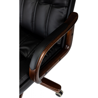  Кресло руководителя Бюрократ T-9932W-LOW-Eco черный экокожа низк.спин. крестов. металл/дерево 