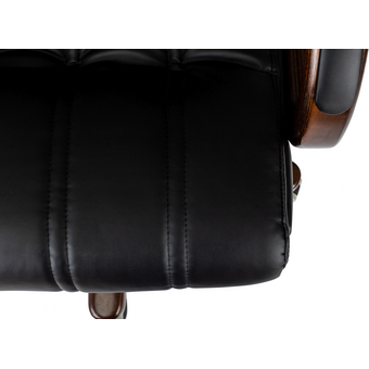  Кресло руководителя Бюрократ T-9932W-LOW-Eco черный экокожа низк.спин. крестов. металл/дерево 