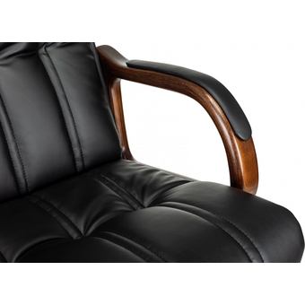  Кресло руководителя Бюрократ T-9932W-LOW-Eco черный экокожа низк.спин. крестов. металл/дерево 