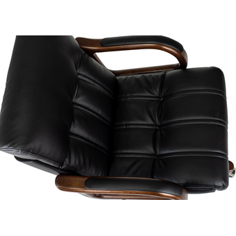  Кресло руководителя Бюрократ T-9932W-LOW-Eco черный экокожа низк.спин. крестов. металл/дерево 