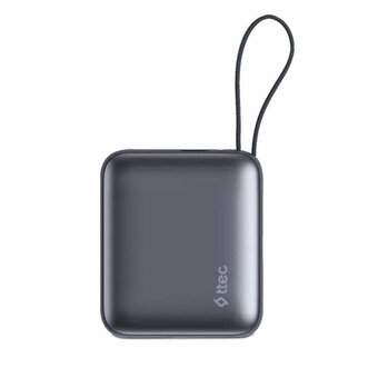  Внешний аккумулятор TTEC 2BB232GR ReCharger Mini LCD 10000mAh USB-C PD 35W Powerbank со встроенным кабелем USB-C серый 
