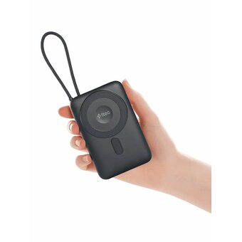  Внешний аккумулятор беспроводной TTEC 2BB230GR Recharger M LCD 10000 mAh. MagSafe PD 20W Powerbank с кабелем USB-C и подставкой серый 