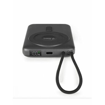  Внешний аккумулятор беспроводной TTEC 2BB230GR Recharger M LCD 10000 mAh. MagSafe PD 20W Powerbank с кабелем USB-C и подставкой серый 