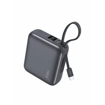  Внешний аккумулятор TTEC 2BB232GR ReCharger Mini LCD 10000mAh USB-C PD 35W Powerbank со встроенным кабелем USB-C серый 