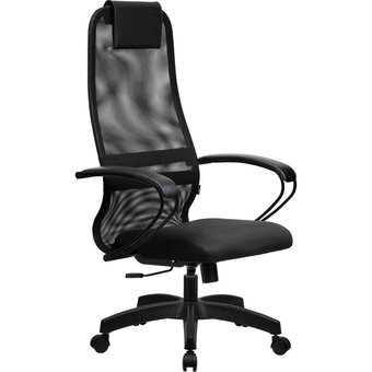  Кресло Метта SU-B-8 (ZDA.12.1.222) черный сиденье черный сетка с подголов. крестов. металл хром 