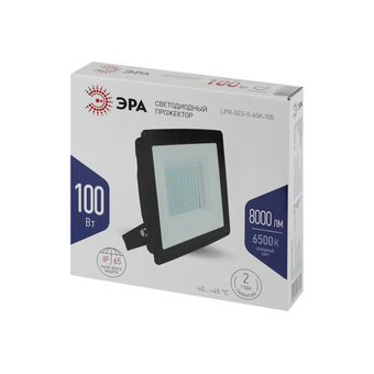  Прожектор светодиодный ЭРА LPR-023-0-65K-100, 100 (830)Вт, 6500К, 8000Лм, IP65, черный 