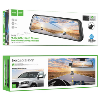  Видеорегистратор HOCO DV16 9.66-inch streaming media driving recorderdual-channel with rear camera черный 