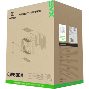  Корпус XASTRA QW500M 6ARGB-C10-UC White (QW500M-6FM12A-C10-UC-WH) mATX/Aquarium/Screewless/ 6x120mm ARGB PWM FM fans/Argb+PWM HUB 10port/Type-C 