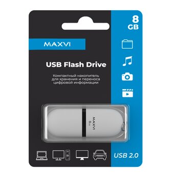  USB-флешка Maxvi 8GB white (FD8GBUSB20C10SF) 