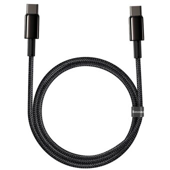  Кабель Baseus CATWJ-01 Tungsten Gold Fast Charging Data Cable Type-C to Type-C 100W 1m Black 