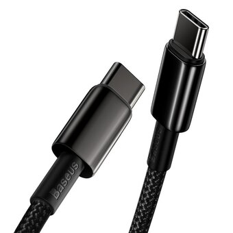  Кабель Baseus CATWJ-01 Tungsten Gold Fast Charging Data Cable Type-C to Type-C 100W 1m Black 