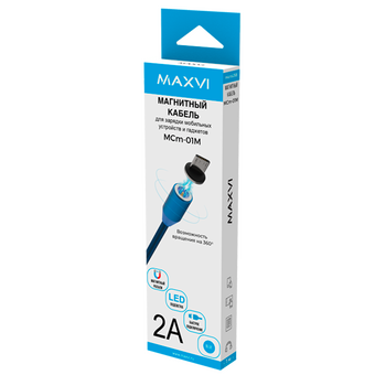  Кабель Maxvi MCm-01M blue USB-A-microUSB, 2A 