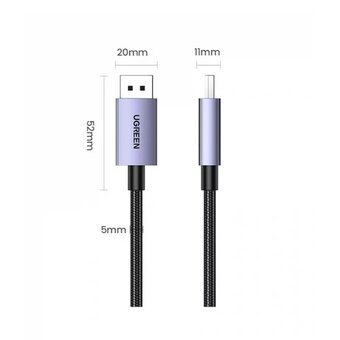  Кабель UGREEN DP118 (15384) Display Port Male To Male 16K Cable, 2м серый 