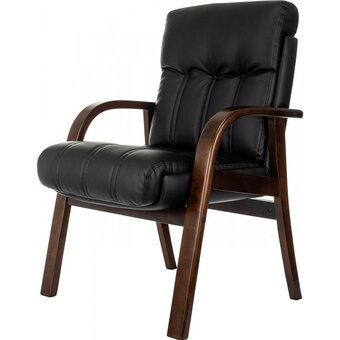  Кресло Бюрократ T-9932W-CF/Eco-B черный экокожа на ножках дерево 