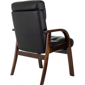  Кресло Бюрократ T-9932W-CF/Eco-B черный экокожа на ножках дерево 