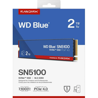  SSD Western Digital Green SN5100 (WDS200T5B0E) 2Tb, M2.2280 PCIe 4.0, 7100MBs/6700MBs, TBW 900, 1 year 