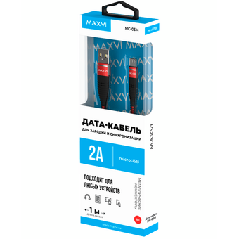  Кабель Maxvi MC-05M red USB-A-microUSB, 2A 