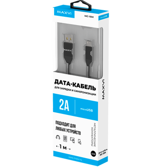  Кабель Maxvi MC-15M black, USB-A-microUSB, 2A 