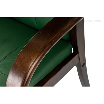  Кресло Бюрократ T-9928WALNUT-CF/GN зеленый кожа на ножках дерево 