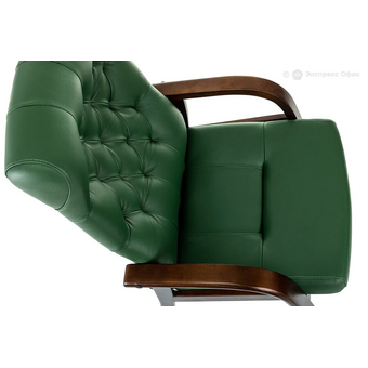  Кресло Бюрократ T-9928WALNUT-CF/GN зеленый кожа на ножках дерево 