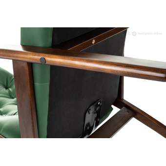  Кресло Бюрократ T-9928WALNUT-CF/GN зеленый кожа на ножках дерево 