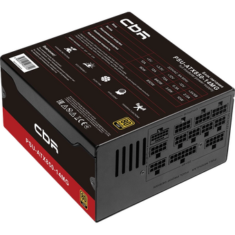  Блок питания CBR PSU-ATX850-14MG 850W, ATX, 80+ Gold, Full Modular, DC-DC, APFC, 24pin, 1*PCIE5.1(12+4pin), 2*8-pin(4+4P), 3*6+2pin, 5*SATA, 14cm fan 