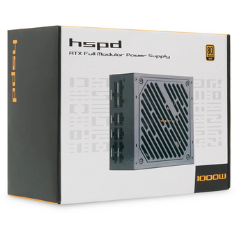  Блок питания HSPD HST-1000GF-BK 1000W 80+ Gold (ATX, 2.52, Full modular, 1x24(20+4)pin 600mm, 2xCPU 8(4+4)pin 700mm, 2xPCIe*2 8(6+2)pin 