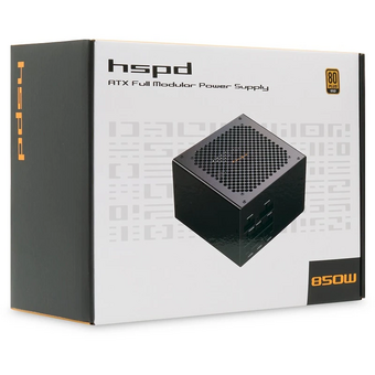  Блок питания HSPD HST-850GF-BK 850W 80+ Gold (ATX, 2.52, Full modular, 1x24(20+4)pin 600mm, 2xCPU 8(4+4)pin 700mm, 2xPCIe*2 8(6+2)pin 