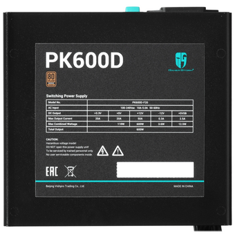  Блок питания DeepCool Game Storm PK600D (r-pk600d-fa0b-wgeu) , 600Вт, 80 Plus Bronze, 120мм, черный, retail 