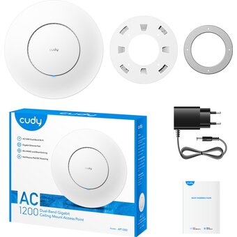  Гигабитная точка доступа Cudy AP1300_P Wi-Fi AC1200, 2,4/5ГГц, до 1167Мбит/с, 1х1Гбит/с, PoE 