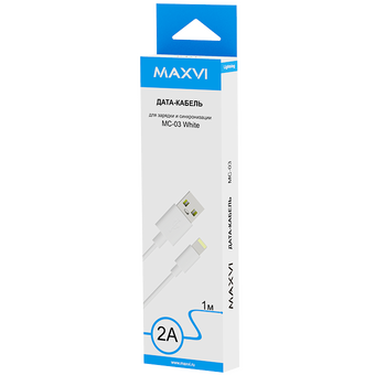  Кабель Maxvi MC-03 white USB-A-Lightning 