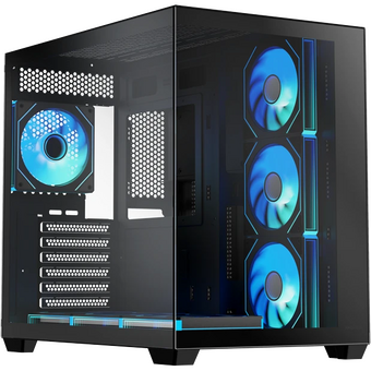  Корпус XASTRA QW500 7ARGB-C10-UC Black (QW500-7FM12A-C10-UC) ATX/Aquarium/Screewless/7x120mm ARGB PWM FM fans/Argb+PWM HUB 10port/Type-C 