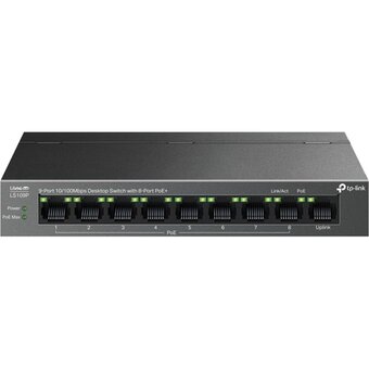  Коммутатор TP-Link LS109P (L2) 9x100Мбит/с 8PoE 8PoE+ 63W неуправляемый 