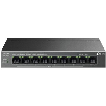  Коммутатор TP-Link LS109P (L2) 9x100Мбит/с 8PoE 8PoE+ 63W неуправляемый 