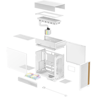  Корпус Deepcool CL6600 WH без БП, боковое окно (закаленное стекло), 360 СЖО и 2x120мм ARGB вентилятор снизу, белый, ATX 