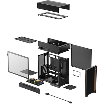  Корпус Deepcool CL660 без БП, боковое окно (закаленное стекло), 2x120мм ARGB вентилятор снизу, черный, ATX 