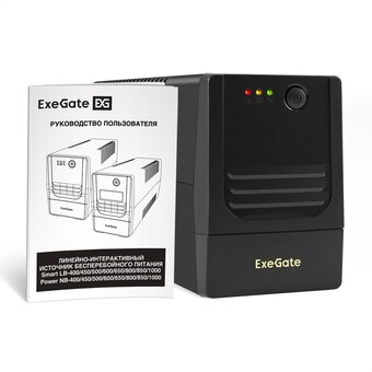  ИБП ExeGate Power NB-650.LED.AVR.2SH (EX299484RUS) 650VA/390W, LED, AVR, 2*Schuko, батарея 12V 7Ah, Black 