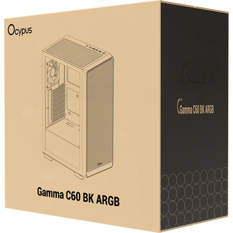  Корпус Ocypus Gamma C60 BK ARGB, ATX, USB3.0*1+USB2.0*2, Front 3x120mm ARGB, Rear 1x120mm ARGB 