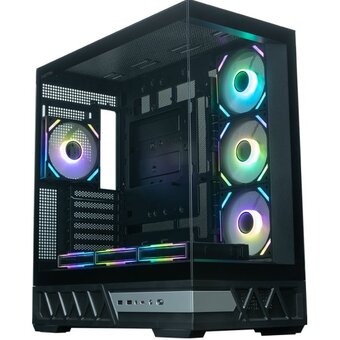  Корпус XASTRA Q700 7ARGB-FS-C10-UC Black (Q700-7FS12A-C10-UC) ATX/Aquarium/Screewless/7x120mm ARGB PWM Daisy Chain FS fans/Argb+PWM HUB 10port/Type C 