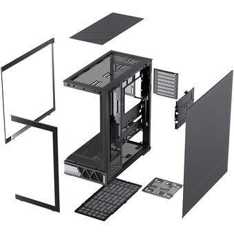  Корпус XASTRA Q700 7ARGB-FS-C10-UC Black (Q700-7FS12A-C10-UC) ATX/Aquarium/Screewless/7x120mm ARGB PWM Daisy Chain FS fans/Argb+PWM HUB 10port/Type C 