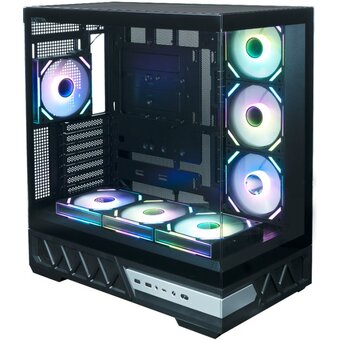  Корпус XASTRA Q700 7ARGB-FS-C10-UC Black (Q700-7FS12A-C10-UC) ATX/Aquarium/Screewless/7x120mm ARGB PWM Daisy Chain FS fans/Argb+PWM HUB 10port/Type C 